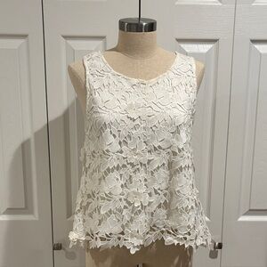 White Floral Lace Sleeveless Camisole